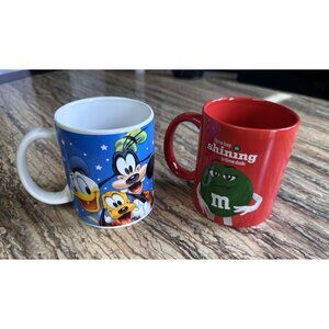 Two Ceramic Coffee Cups Mugs M&M and Jerry Leigh Disney Mickey & Friends #1 DAD